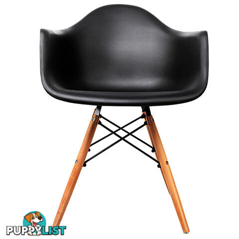 Set of 2 Replica Eames Cafe Chairs Beech Black