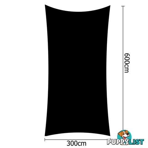 Heavy Duty Rectangle Shade Sail Canopy 3 x 6m Black