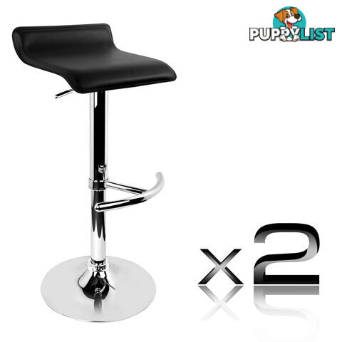 Set of 2 PVC Leather Kitchen Bar Stool Black