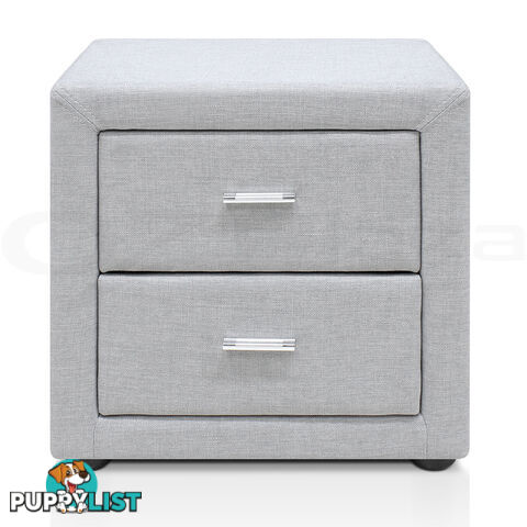 Fabric Bedside Table - Light Grey