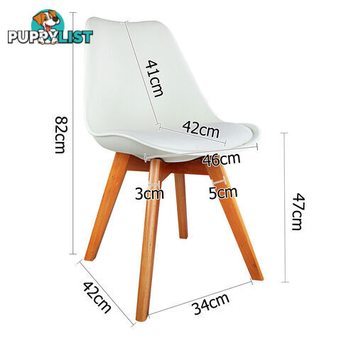 Set of 2 Dining Chair PU Leather Seat White