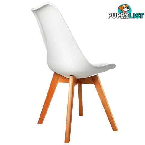 Set of 2 Dining Chair PU Leather Seat White