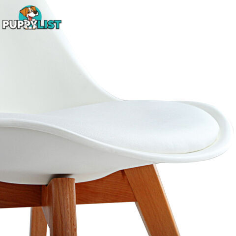 Set of 2 Dining Chair PU Leather Seat White