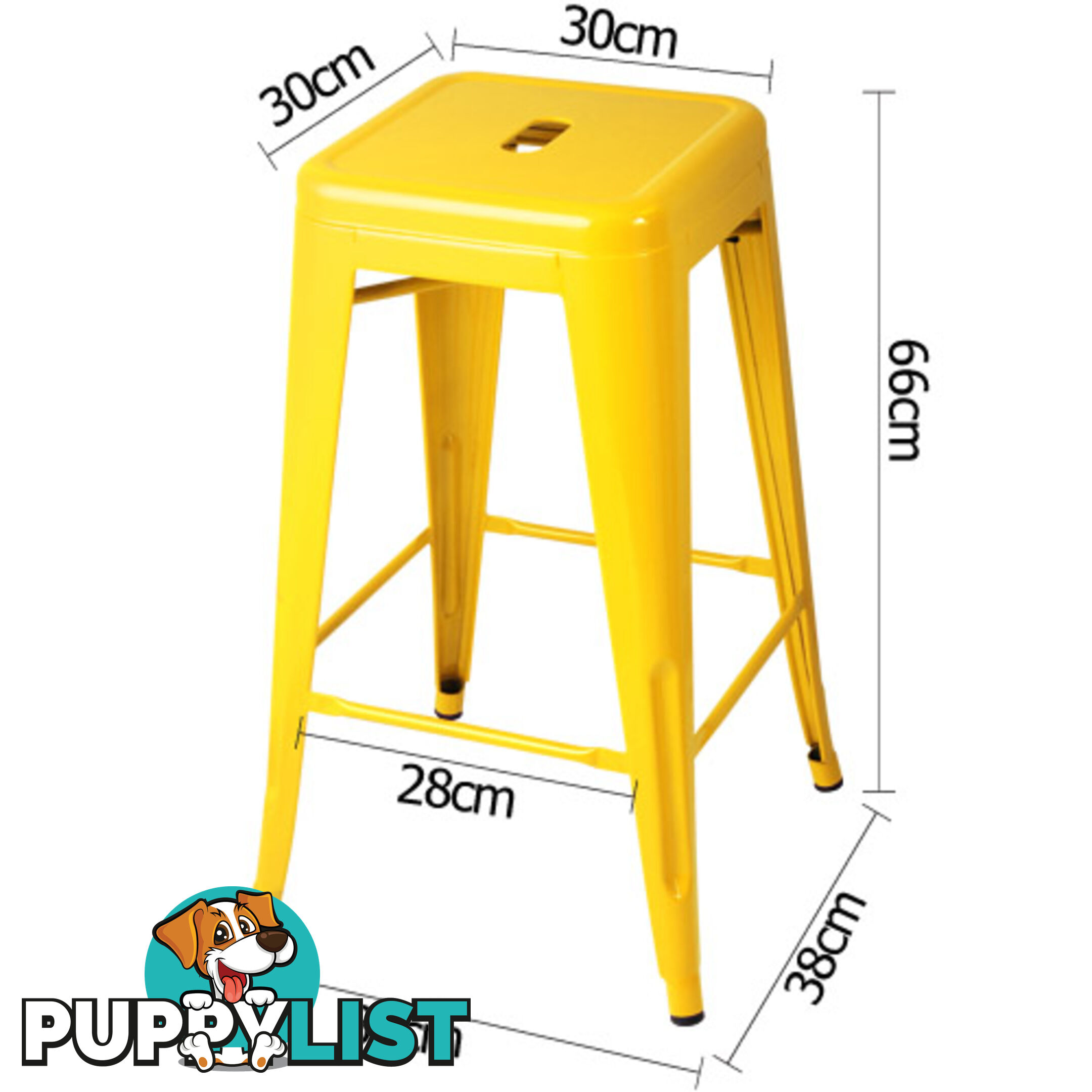 Set of 4 Replica Tolix Kitchen Bar Stool 66cm Yellow