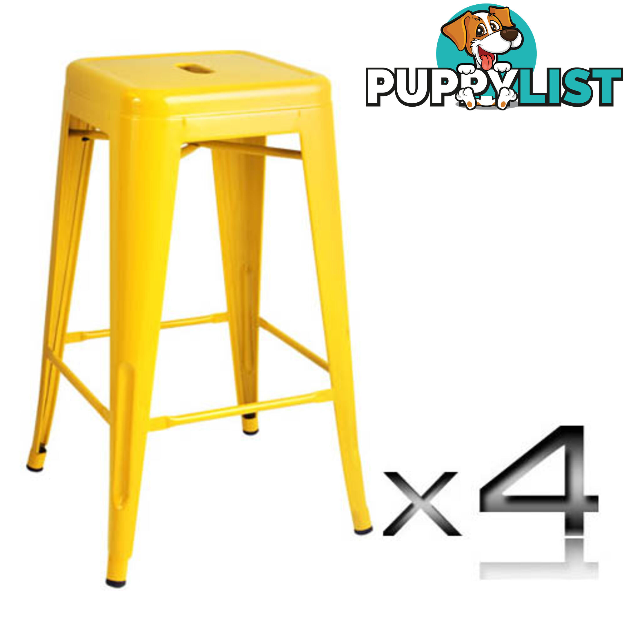 Set of 4 Replica Tolix Kitchen Bar Stool 66cm Yellow