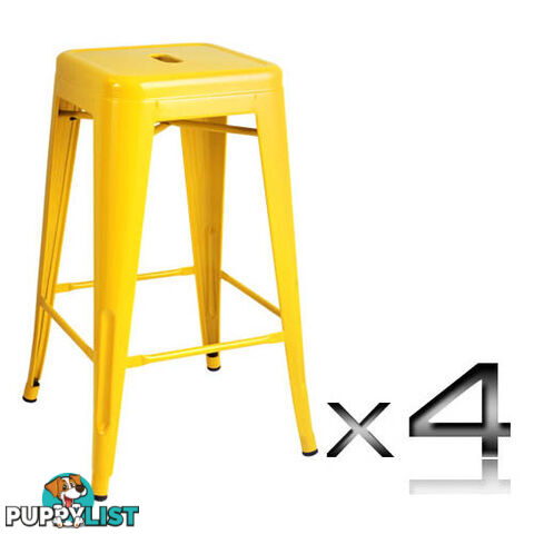 Set of 4 Replica Tolix Kitchen Bar Stool 66cm Yellow