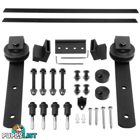 Sliding Door Hardware Track Set Powder Coat Steel Black