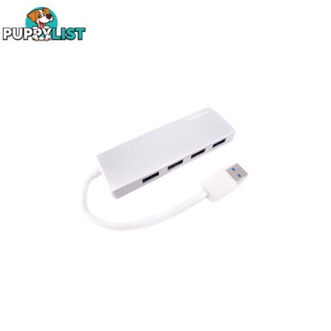 Simplecom CH309 Ultra Slim Aluminium USB 3.0 External 4 Port Hub for PC Mac Laptop Silver