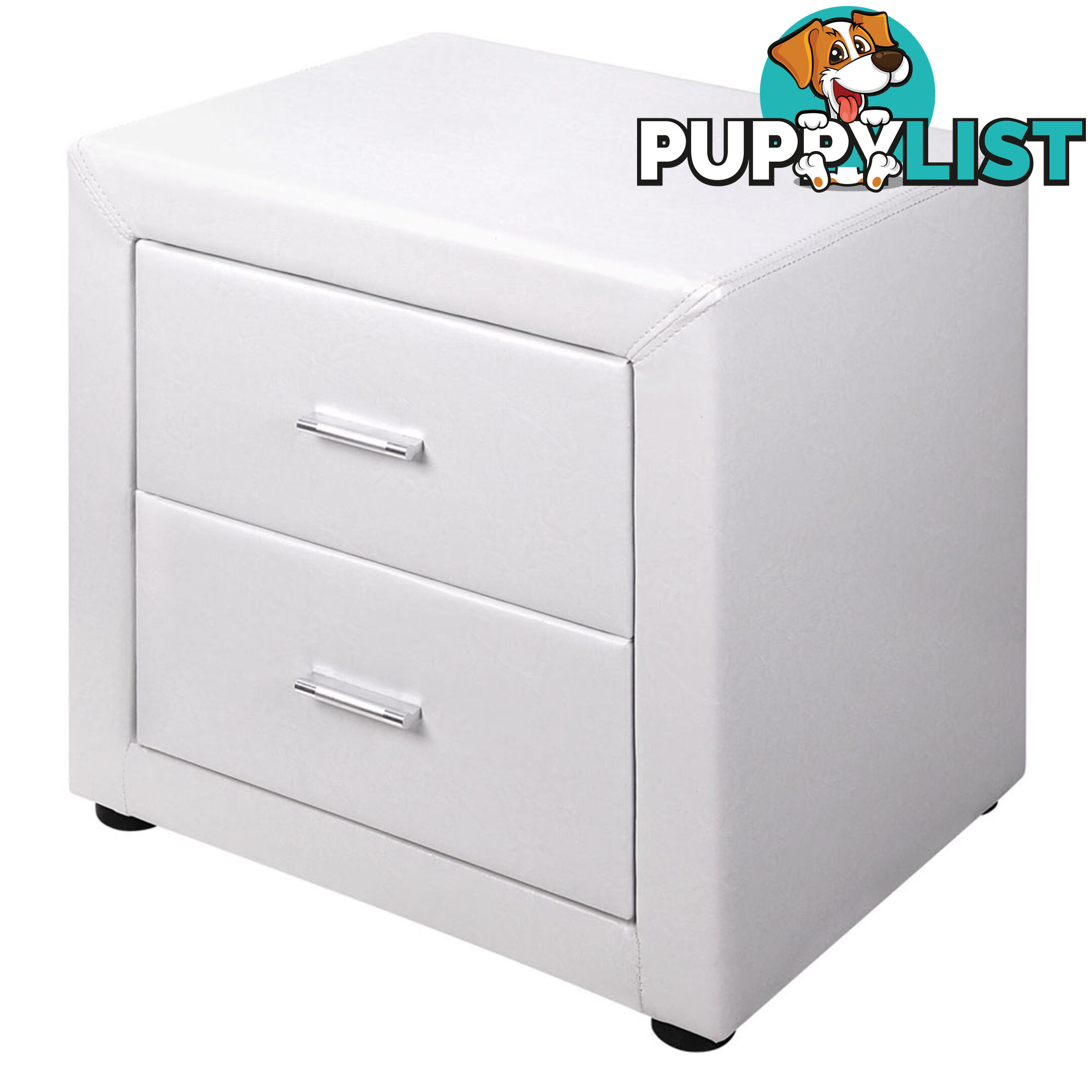 Deluxe PU Leather 2 Drawers Cabinet White