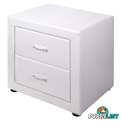 Deluxe PU Leather 2 Drawers Cabinet White