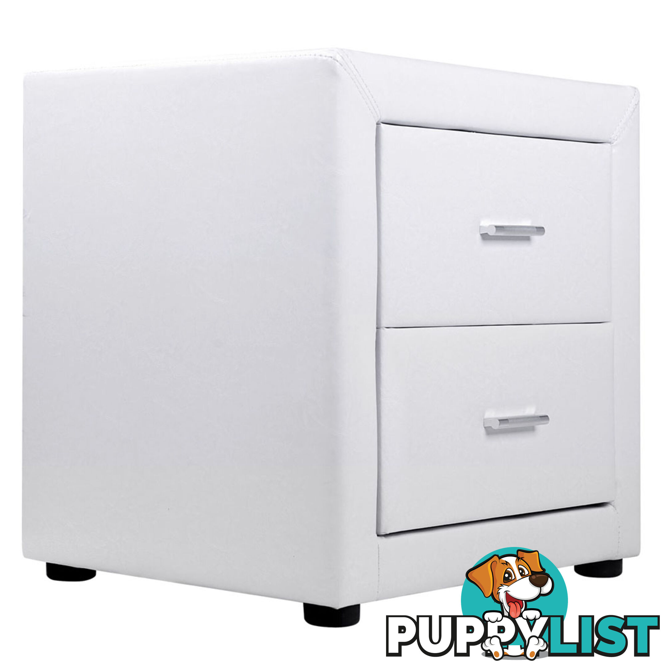 Deluxe PU Leather 2 Drawers Cabinet White