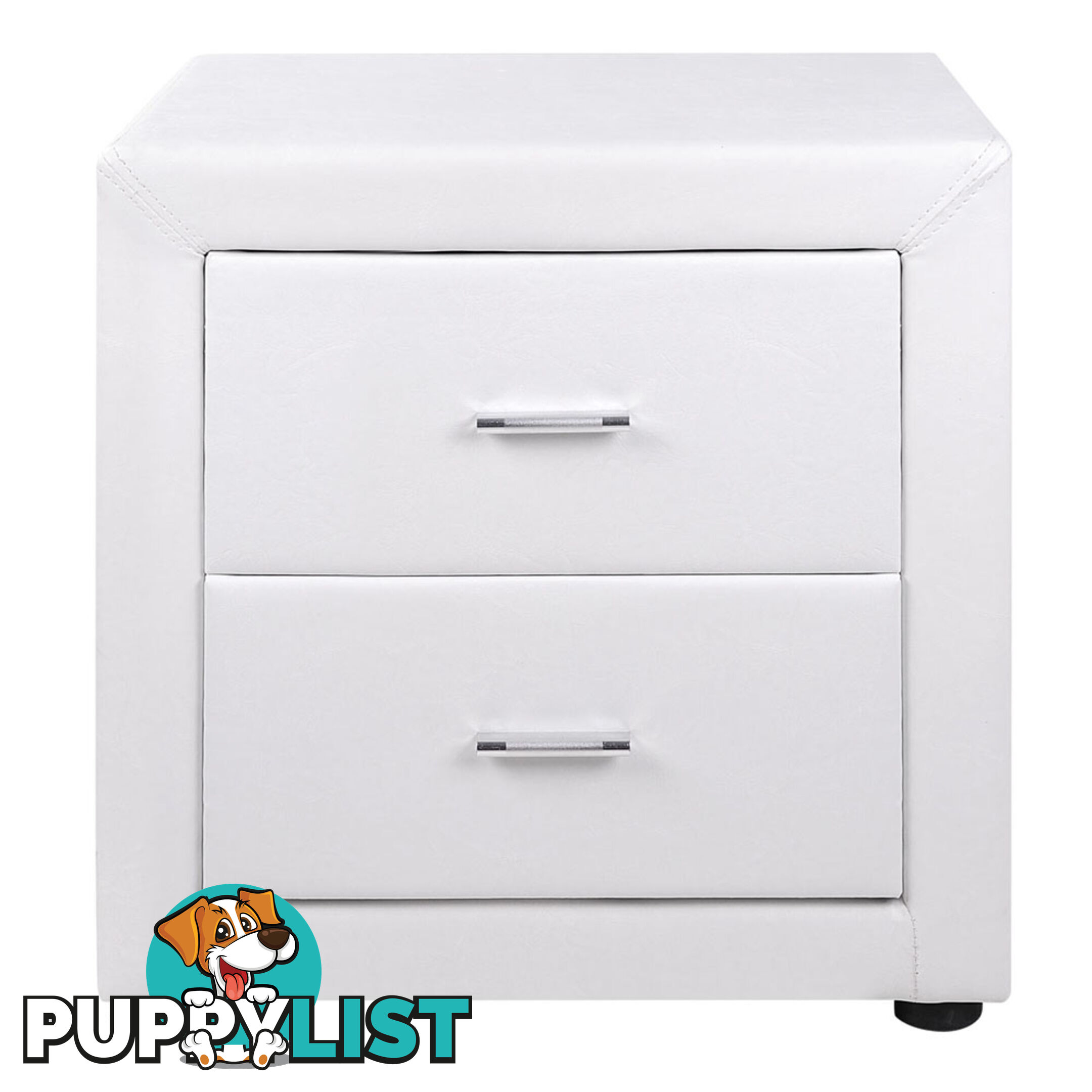 Deluxe PU Leather 2 Drawers Cabinet White