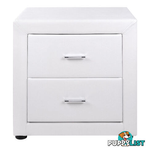 Deluxe PU Leather 2 Drawers Cabinet White