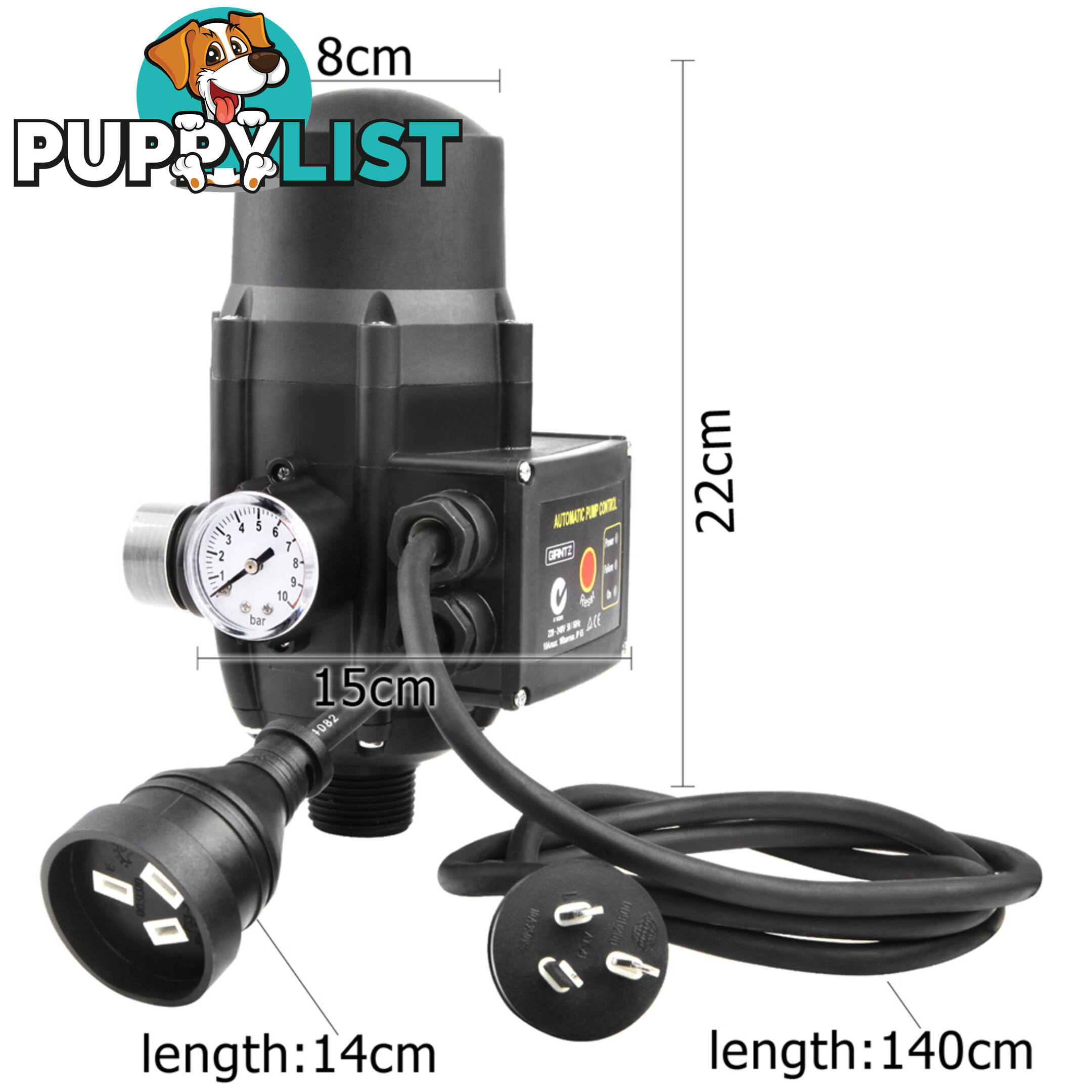 Adjustable Pressure Switch Water Pump Controller Black