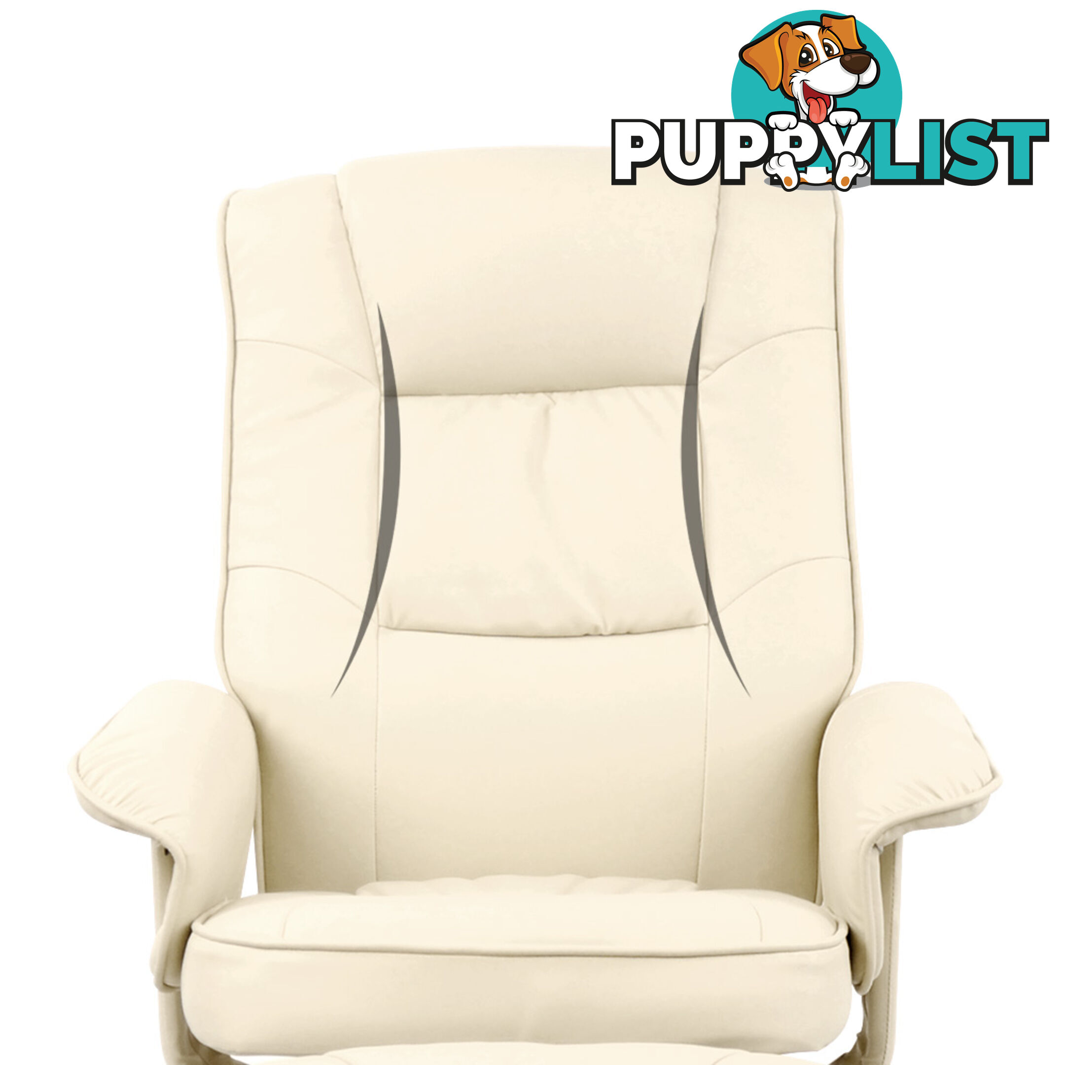 PU Leather Lounge Recliner Chair Ottoman Beige