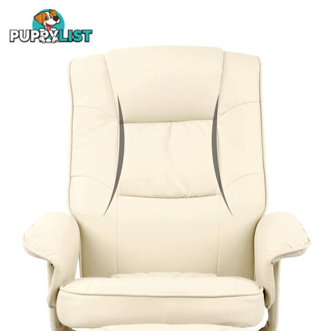 PU Leather Lounge Recliner Chair Ottoman Beige