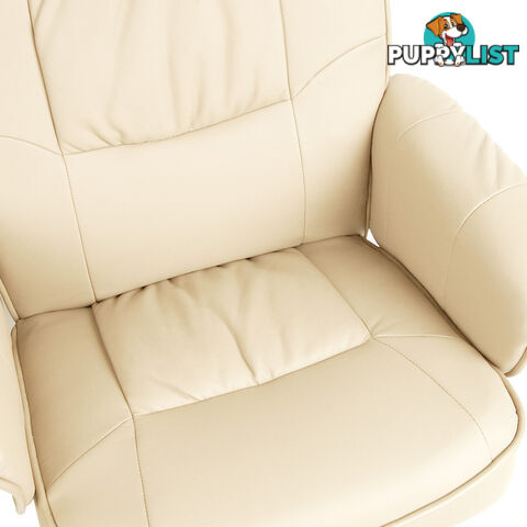 PU Leather Lounge Recliner Chair Ottoman Beige