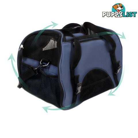 Portable Pet Carrier with Safety Leash - Blue