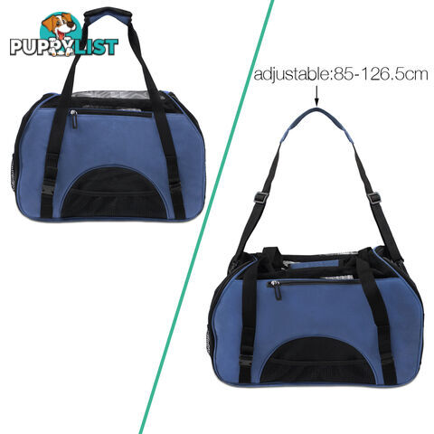 Portable Pet Carrier with Safety Leash - Blue