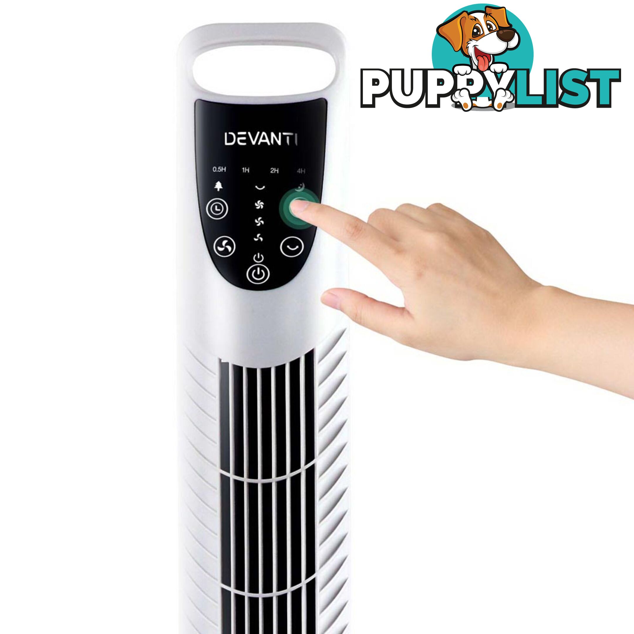 3 Speed Tower Fan  with Remote Control - White