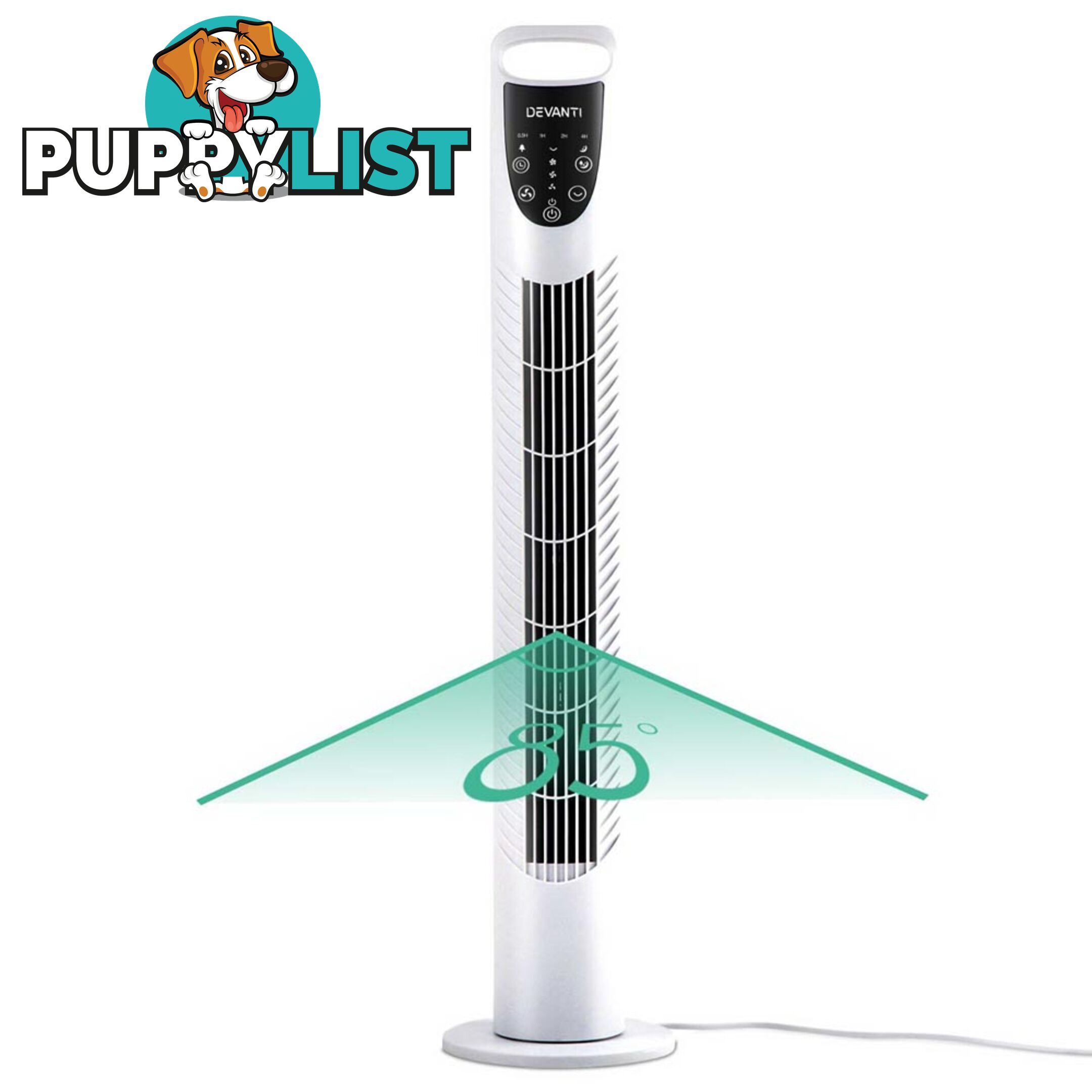 3 Speed Tower Fan  with Remote Control - White