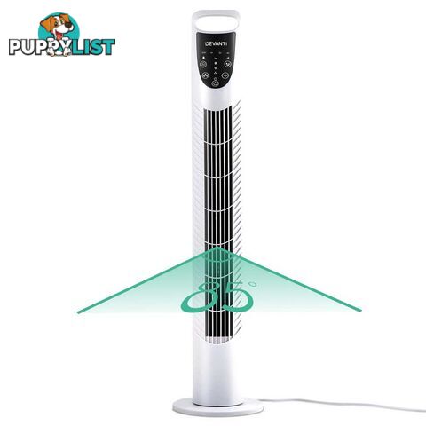 3 Speed Tower Fan  with Remote Control - White