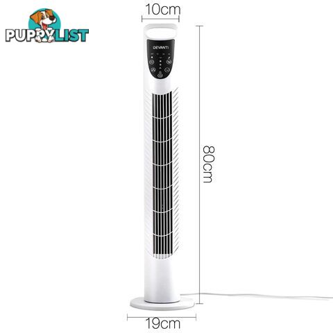 3 Speed Tower Fan  with Remote Control - White