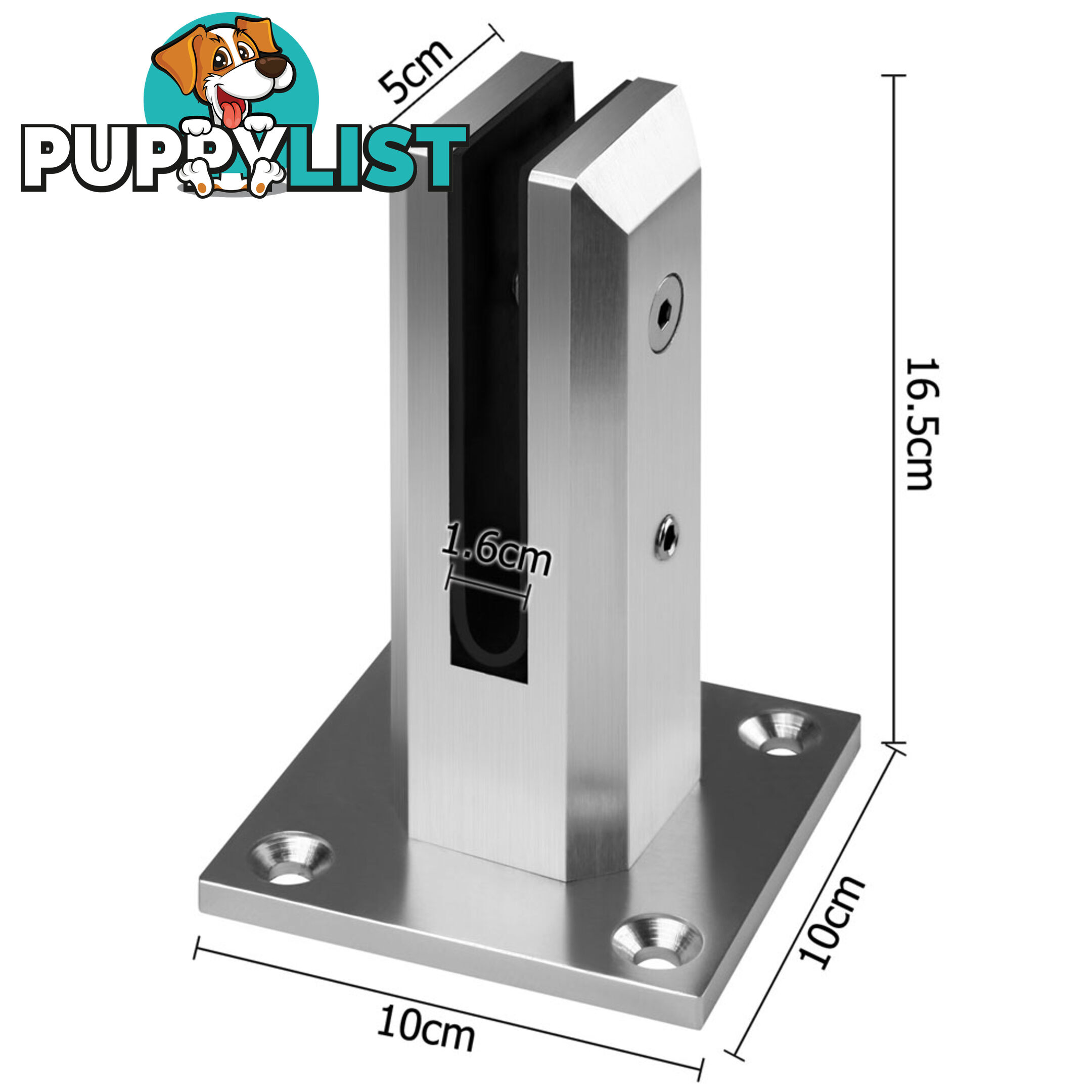 Frameless Glass Aluminium Mount Square