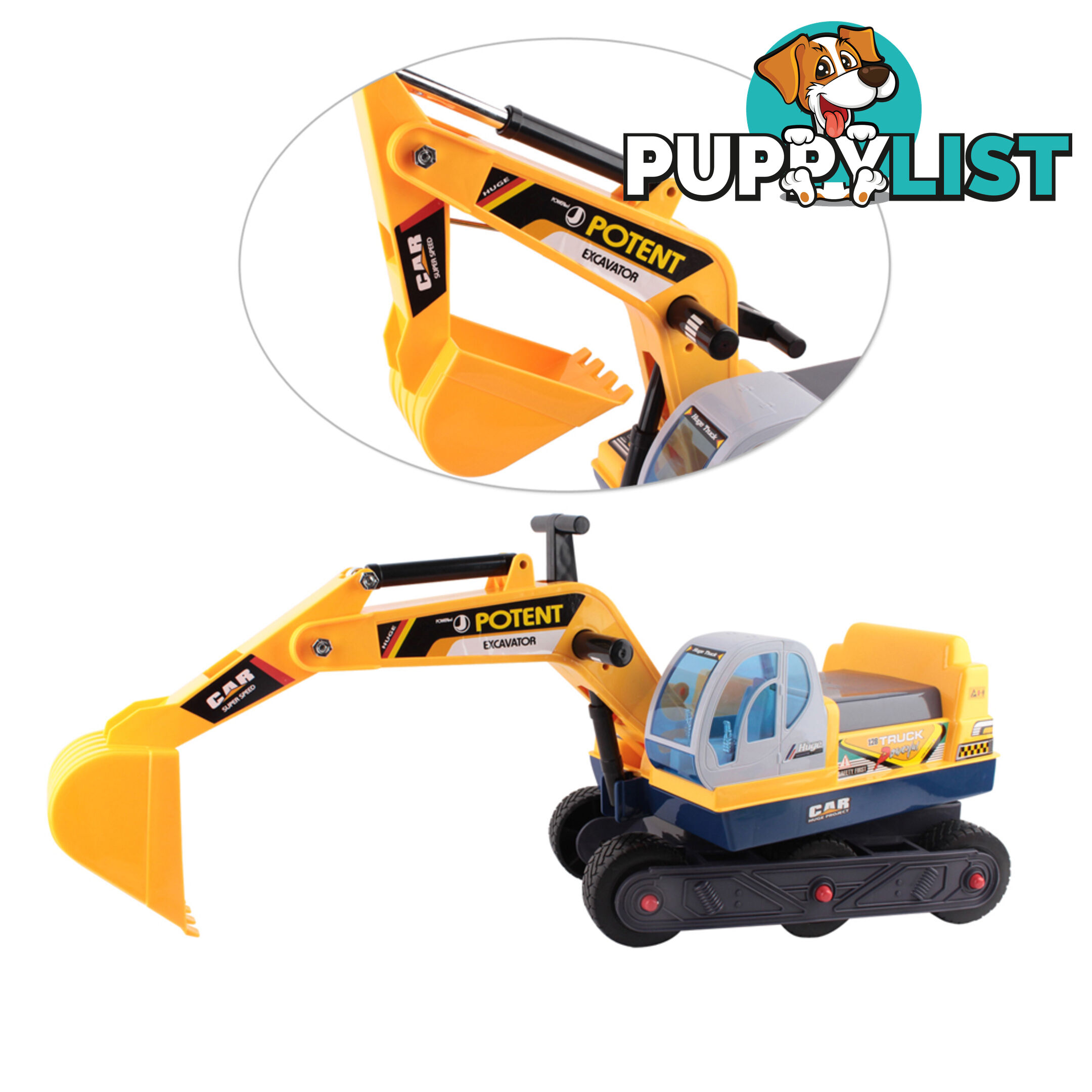 Kids Ride On Excavator Yellow