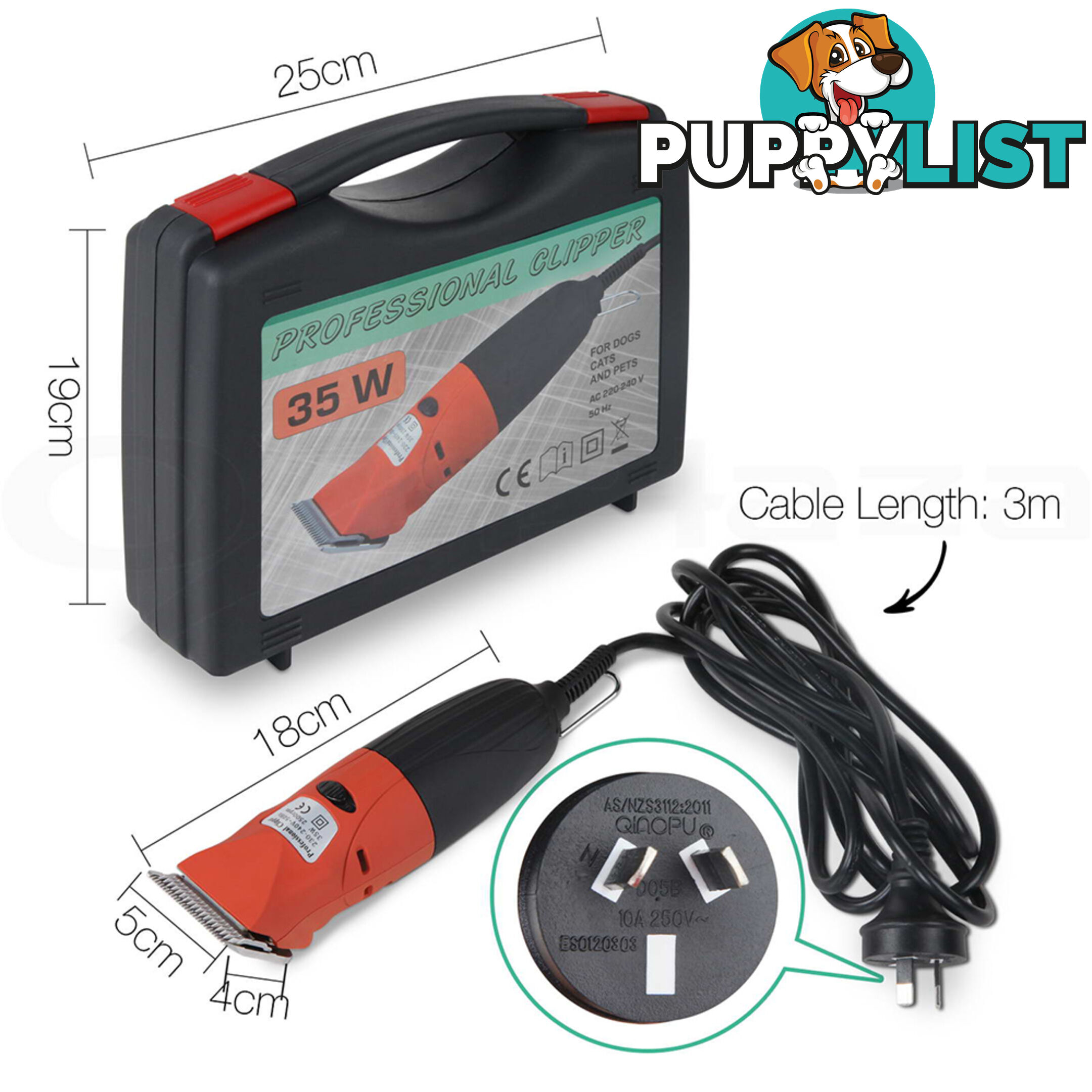 35W Pet Clipper Grooming Kit - Safety Approved Standard