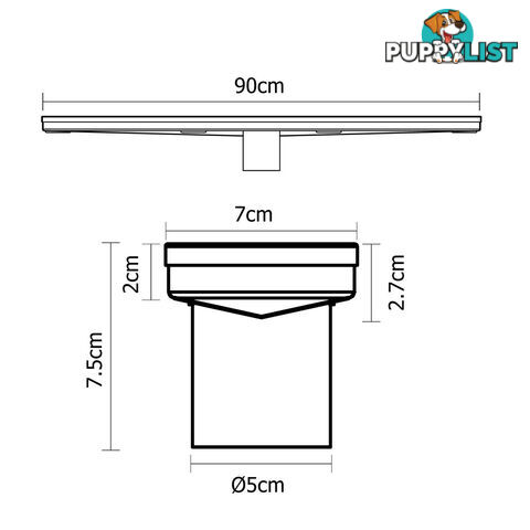 Square Stainless Steel Shower Grate Drain Floor Bathroom 900mm