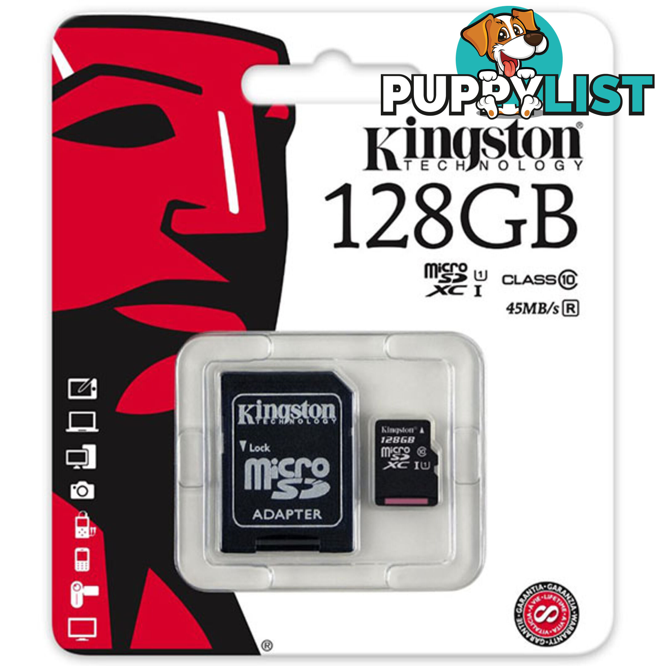 KINGSTON SDC10G2/128GBFR 128GB microSDXC Class 10 UHS-I upto 45MB/s with SD adaptor