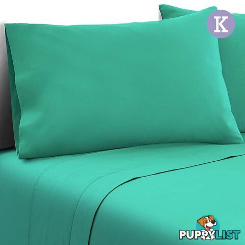 4 Piece Microfibre Sheet Set King _ Aqua