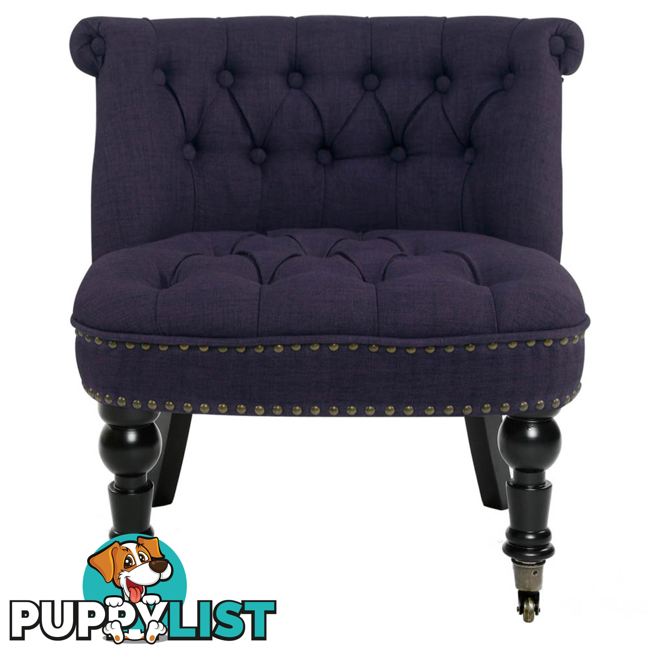 Lorraine Chair French Provincial Linen Fabric Sofa Dark Purple