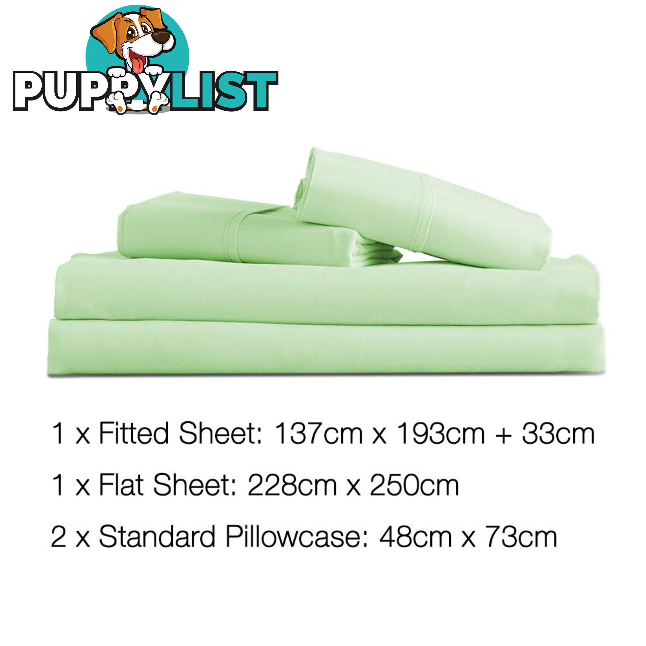 4 Piece Microfibre Sheet Set Double_ Green