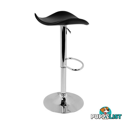 Set of 2 PVC Leather Kitchen Bar Stool Black