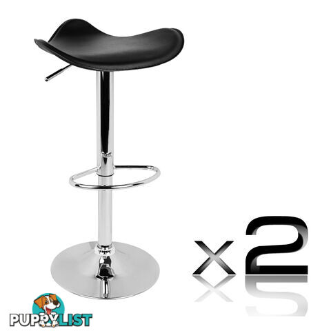 Set of 2 PVC Leather Kitchen Bar Stool Black