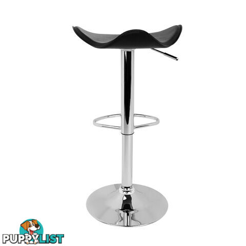 Set of 2 PVC Leather Kitchen Bar Stool Black