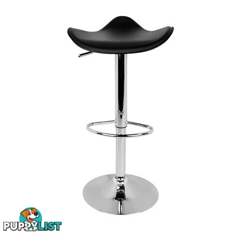 Set of 2 PVC Leather Kitchen Bar Stool Black