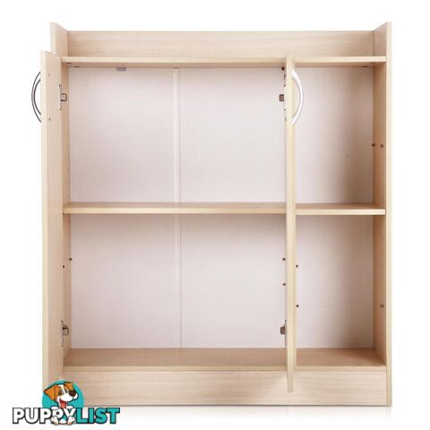 2 Doors Shoe Cabinet Storage Cupboard - Natural Timber