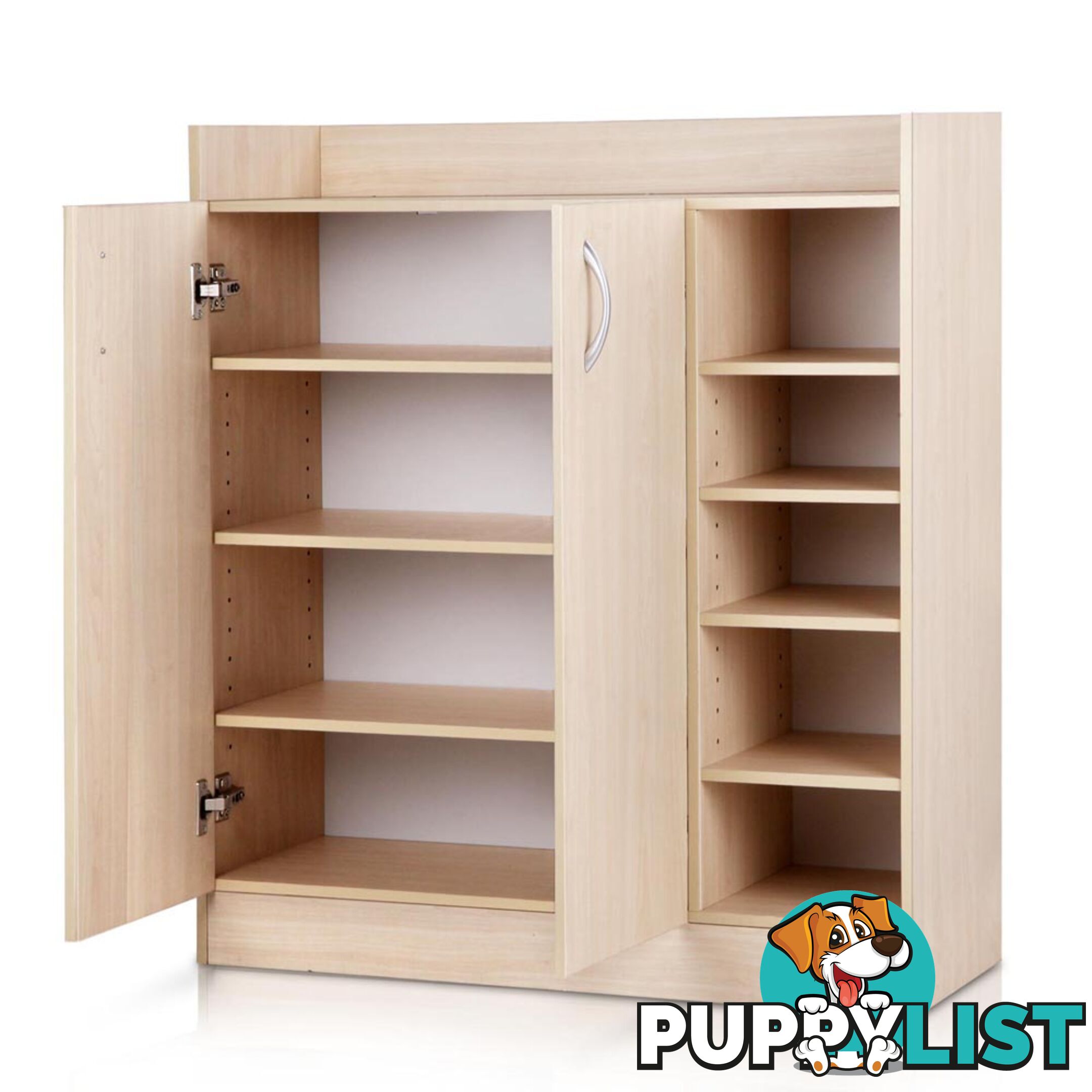 2 Doors Shoe Cabinet Storage Cupboard - Natural Timber