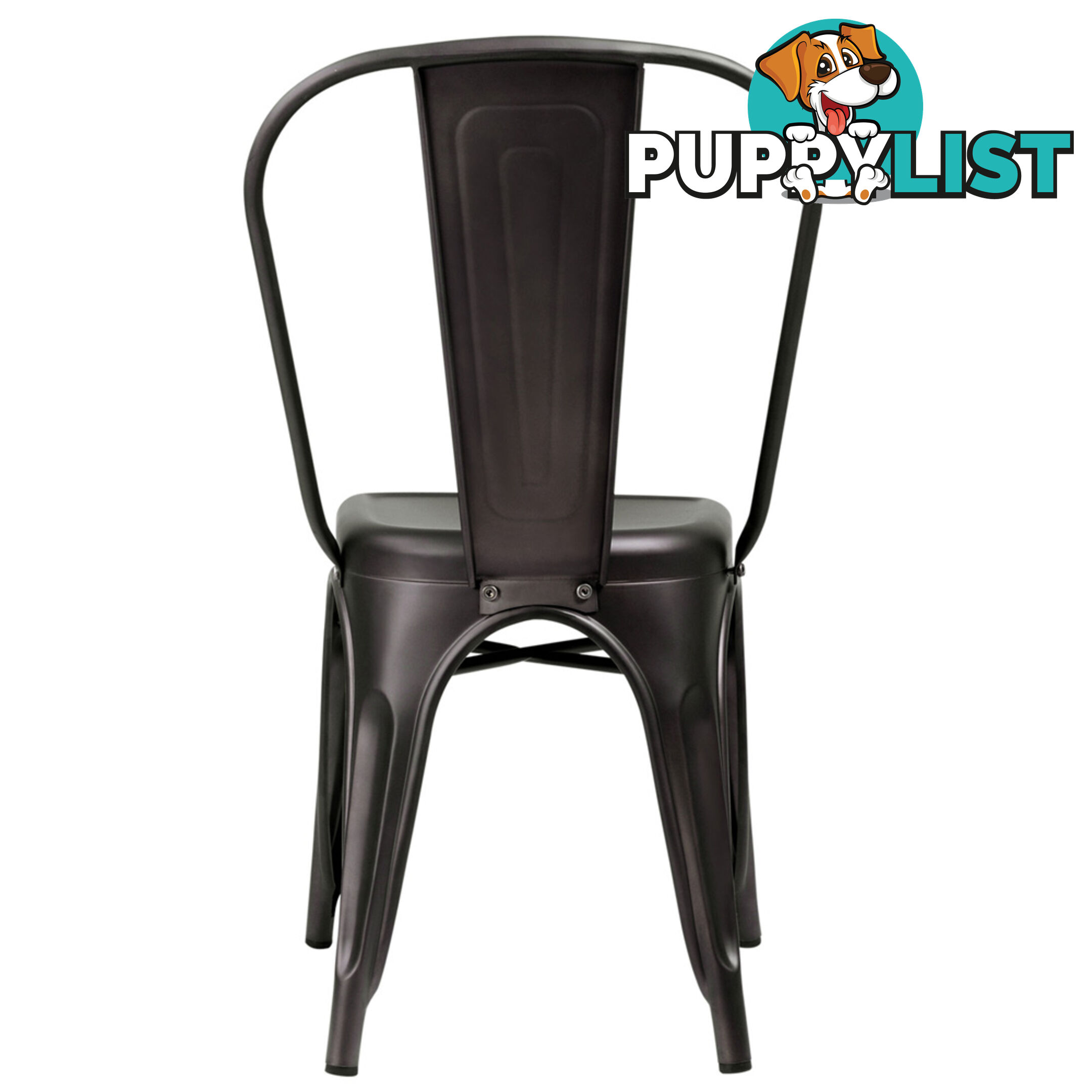 Set of 4 Replica Tolix Dining Chair Steel Charcoal Brown