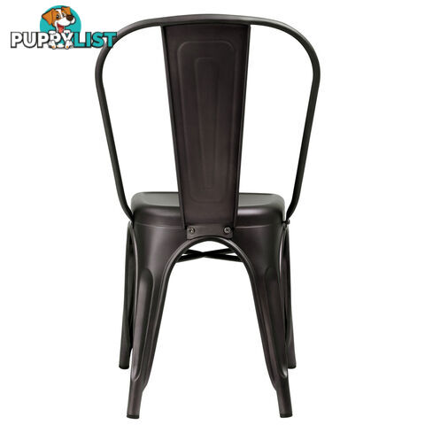 Set of 4 Replica Tolix Dining Chair Steel Charcoal Brown