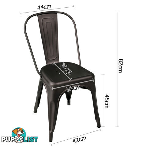 Set of 4 Replica Tolix Dining Chair Steel Charcoal Brown