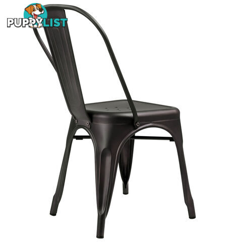 Set of 4 Replica Tolix Dining Chair Steel Charcoal Brown