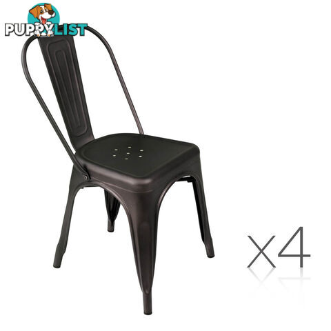 Set of 4 Replica Tolix Dining Chair Steel Charcoal Brown