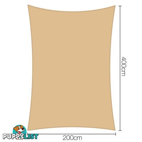 Heavy Duty 280GSM Shade Sail Canopy 2 x 4 M Sand