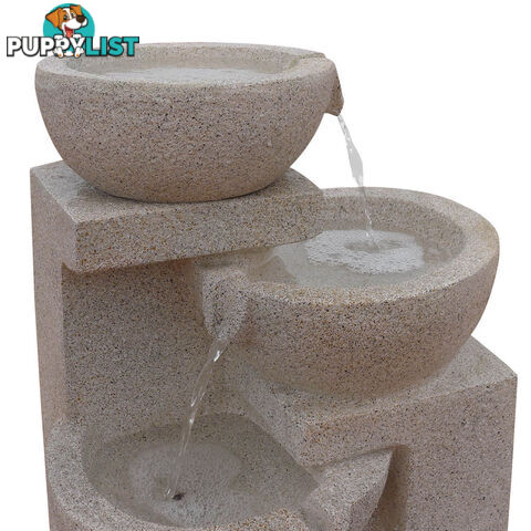 Solar Power Four-Tier Water Fountain Feature w/ LED Light Sand Beige