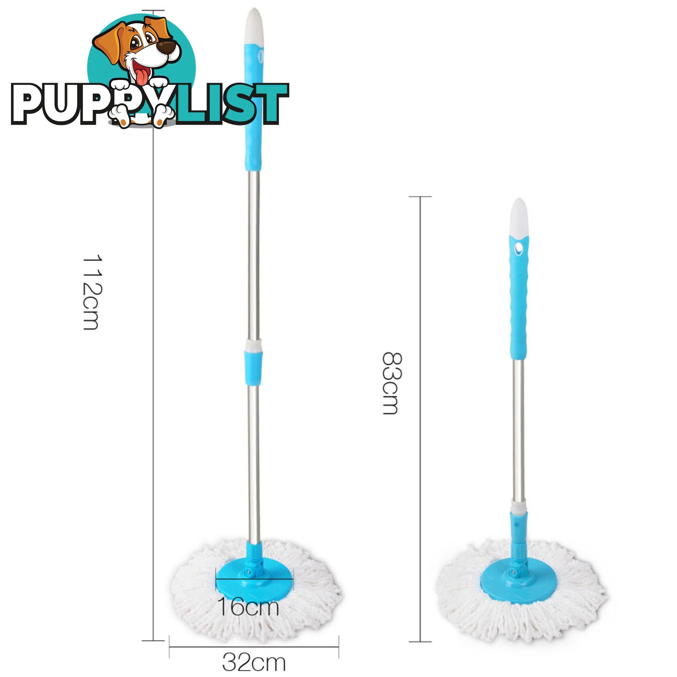 360 Degree Spinning Mop Microfibre Spin Dry Bucket with 2 Mop Heads - Blue