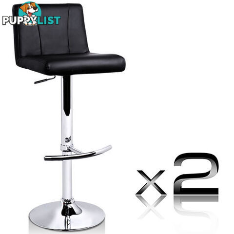 Set of 2 PU Leather Kitchen Bar Stool Black